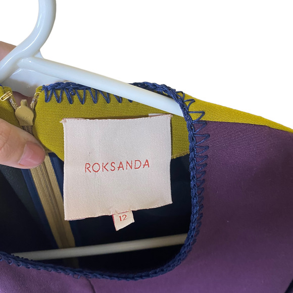 Roksanda A line Color Bock 3/4 Sleeve Dress sz 12 - Picture 7 of 9